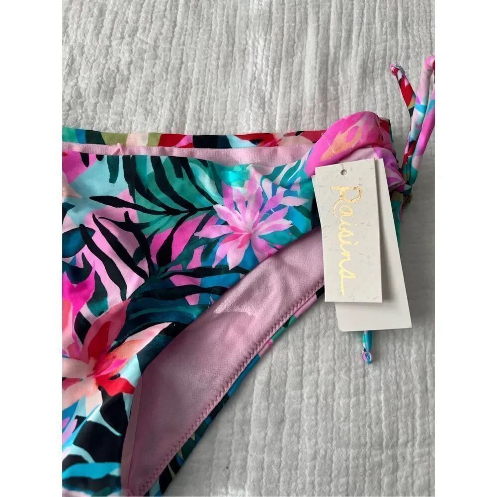 Raisins Juniors' Luna Tropical-Print Side-Tie Bikini Bottoms NEW NWT - Picture 4 of 8